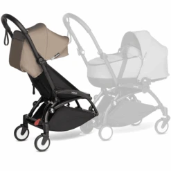 BABYZEN Kinderwagen YOYO 6+ Connect Black Mit Textilset Taupe