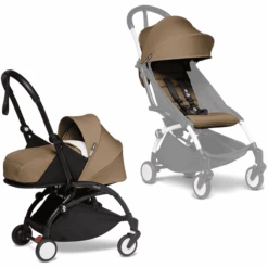 BABYZEN Kinderwagen YOYO2 0+ Black Mit Neugeborenenaufsatz Inkl. Textilset Toffee