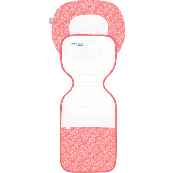 Odenwälder Kinderwagen-Auflage Babycool Ergo White Leaves Cranberry 3 Odenwälder Kinderwagen-Auflage Babycool Ergo White Leaves Cranberry